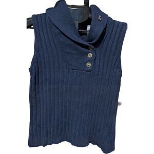 Lauren Jeans Company Ralph Lauren Linen Cotton Blend Sweater Vest Navy Sz Med